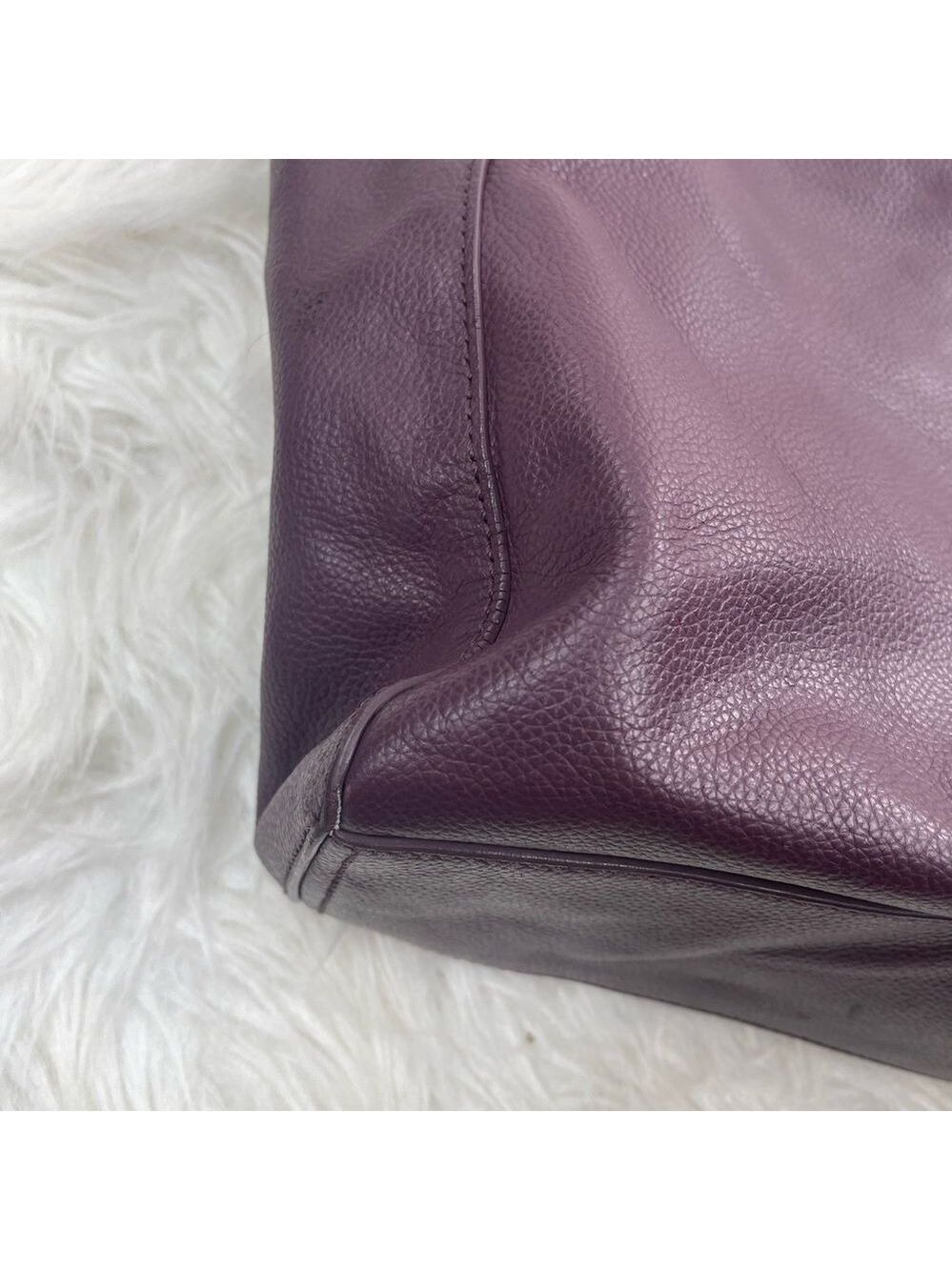 Cole Haan Purple Leather Dual Strap Handbag - Picture 11 of 16